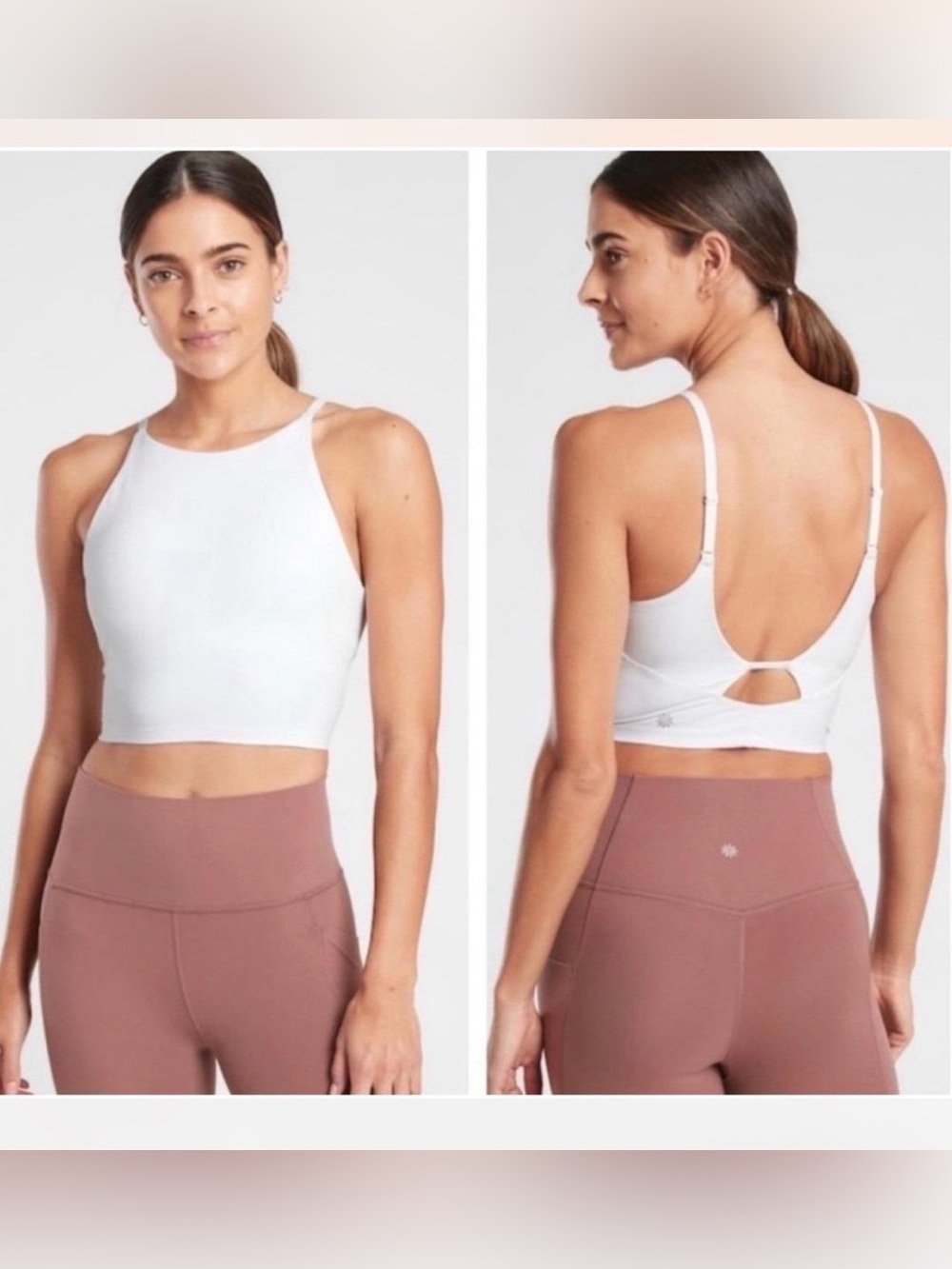 White High Neck Sports Bra with Open Back